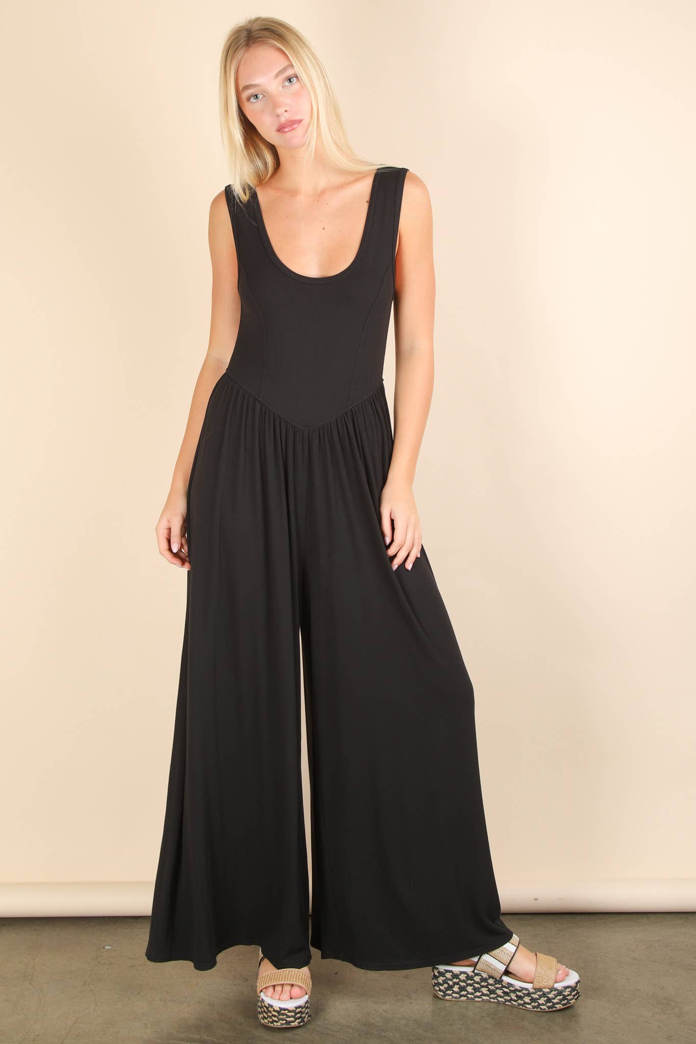 Casual Ribbed Knit Sleeveless Jumpsuit