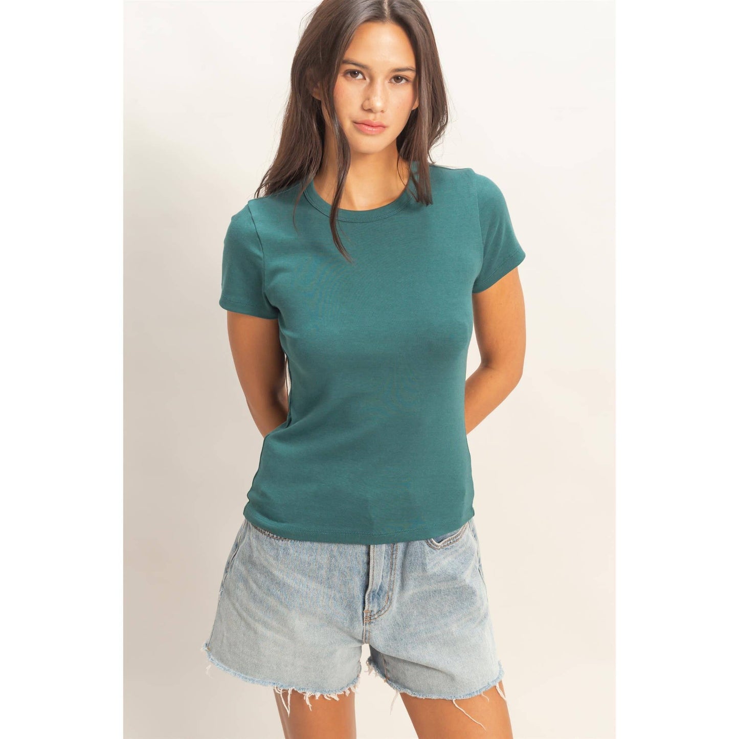Mineral Washed Crew Neck Short Sleeve Top