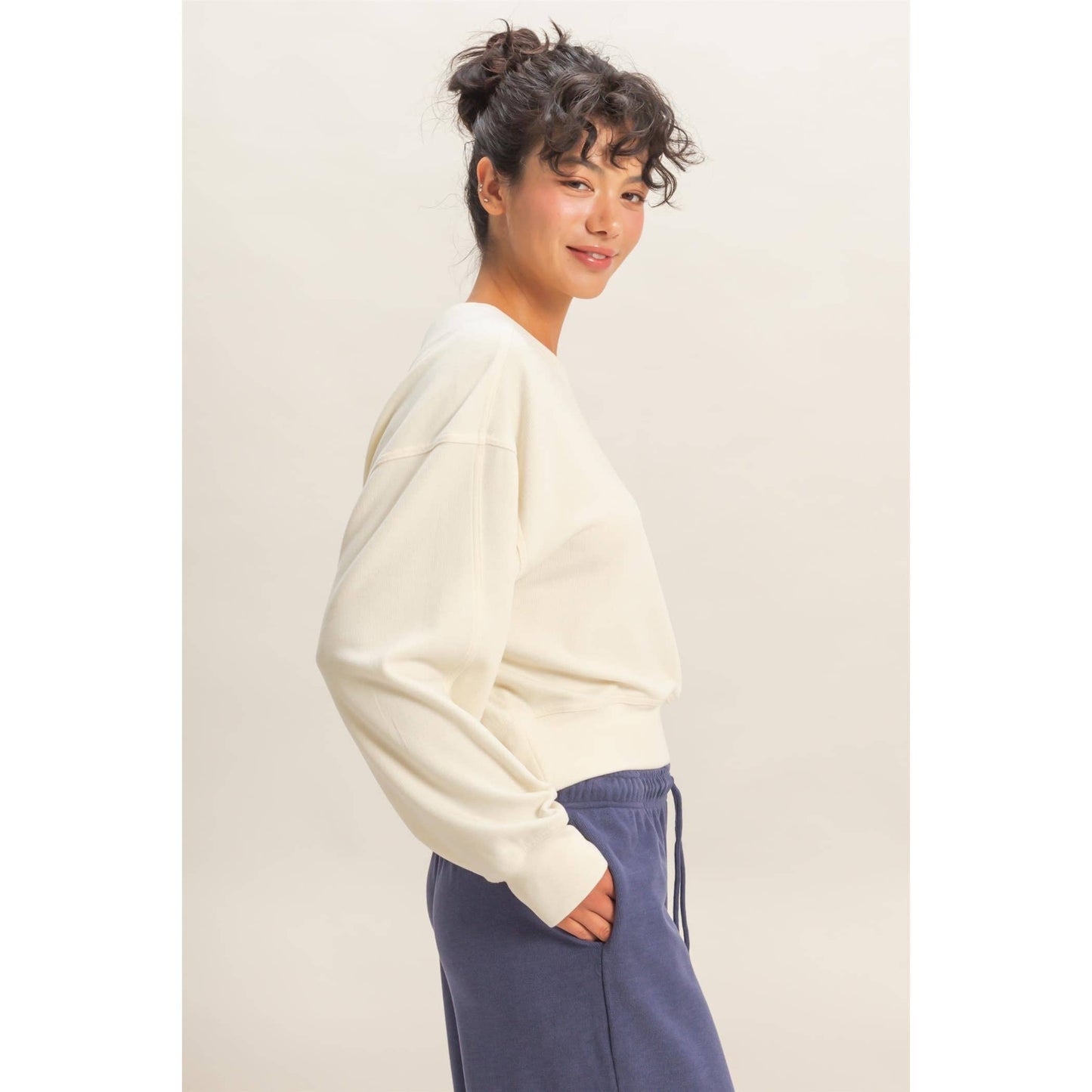 Soft Ribbed Relaxed Fit Sweatshirt