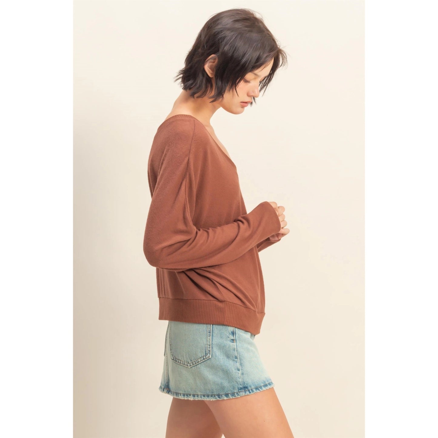 V-Neck Long Sleeve Top