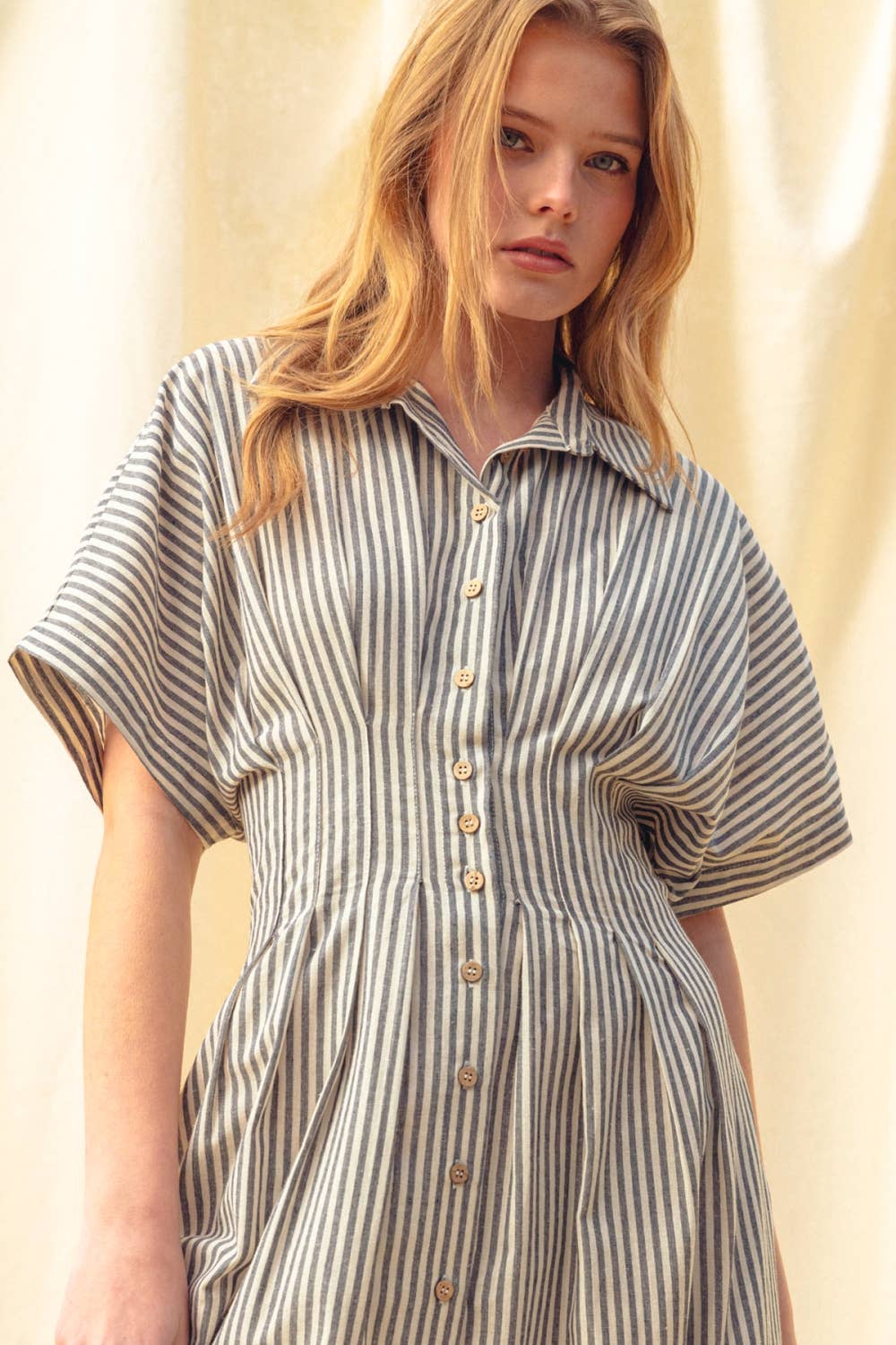 Striped Button Down Shirt Dress