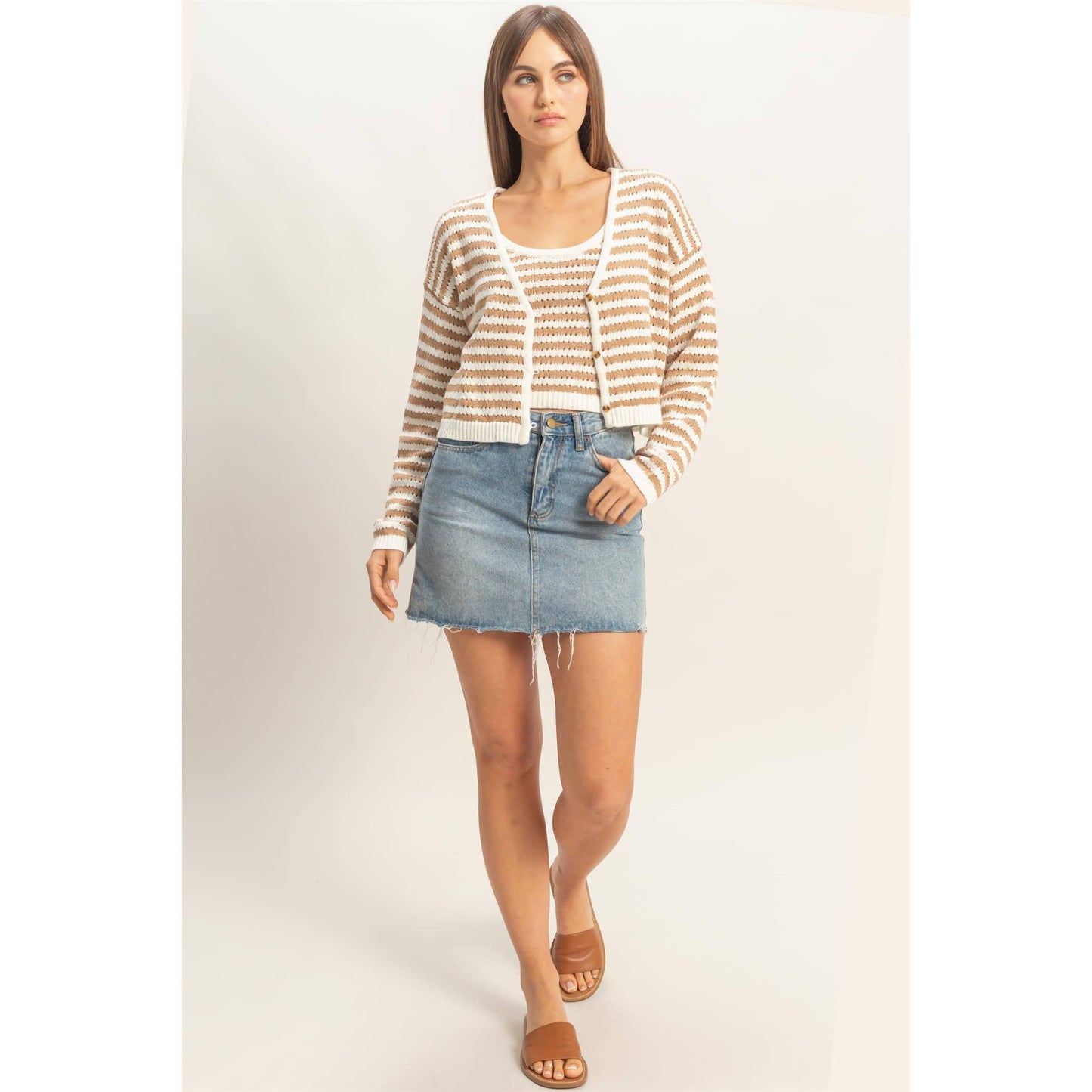 Striped V-Neck Cardigan