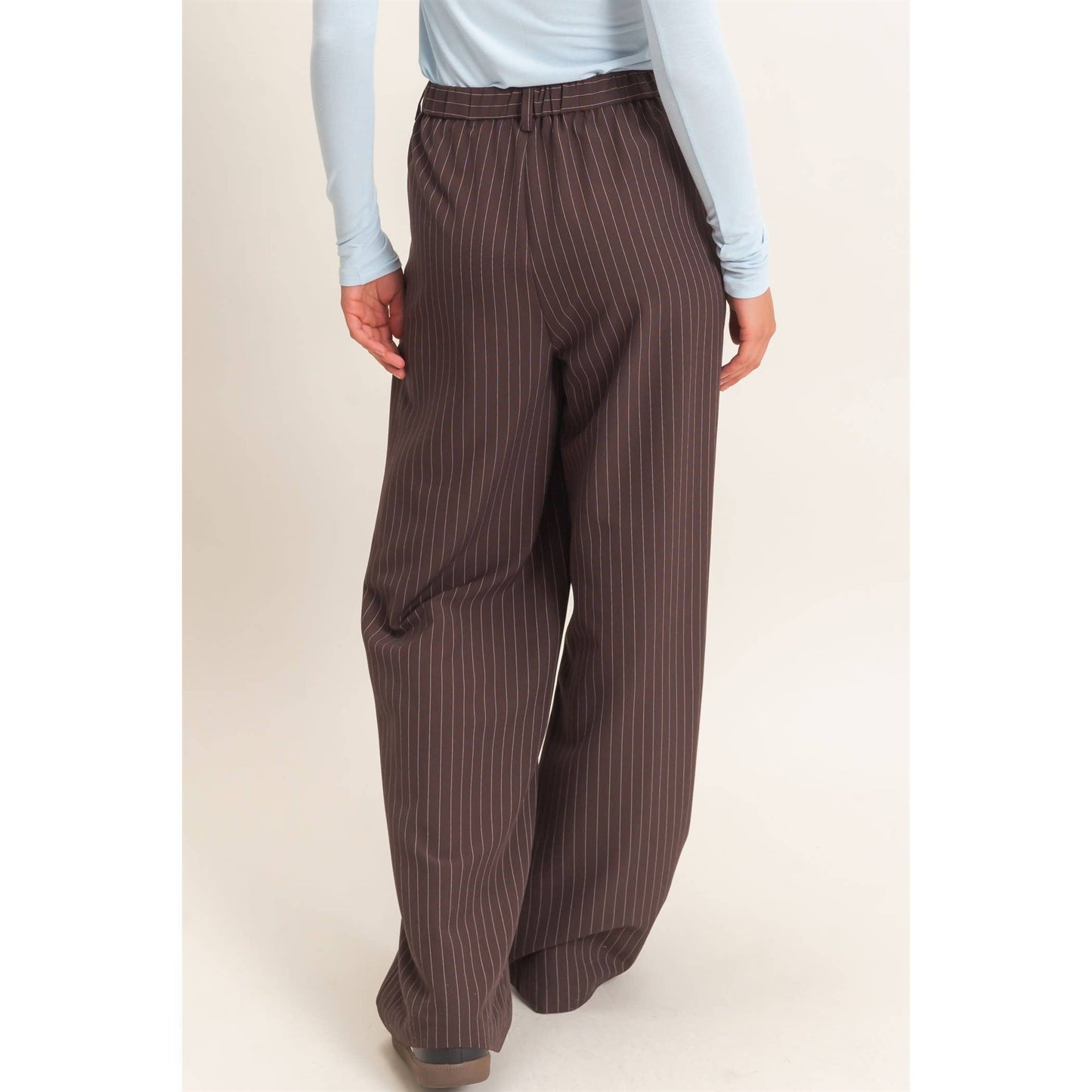 Pinstripe Wide-Leg Trousers