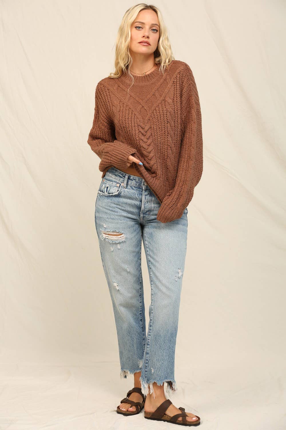 Chunky Cable Knit Texture Sweater