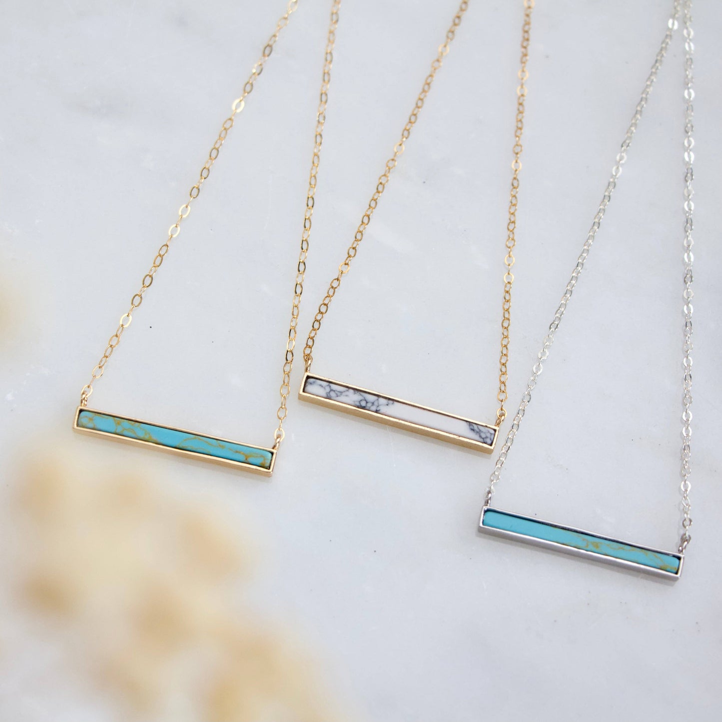 Gold Turquoise Bar Necklace