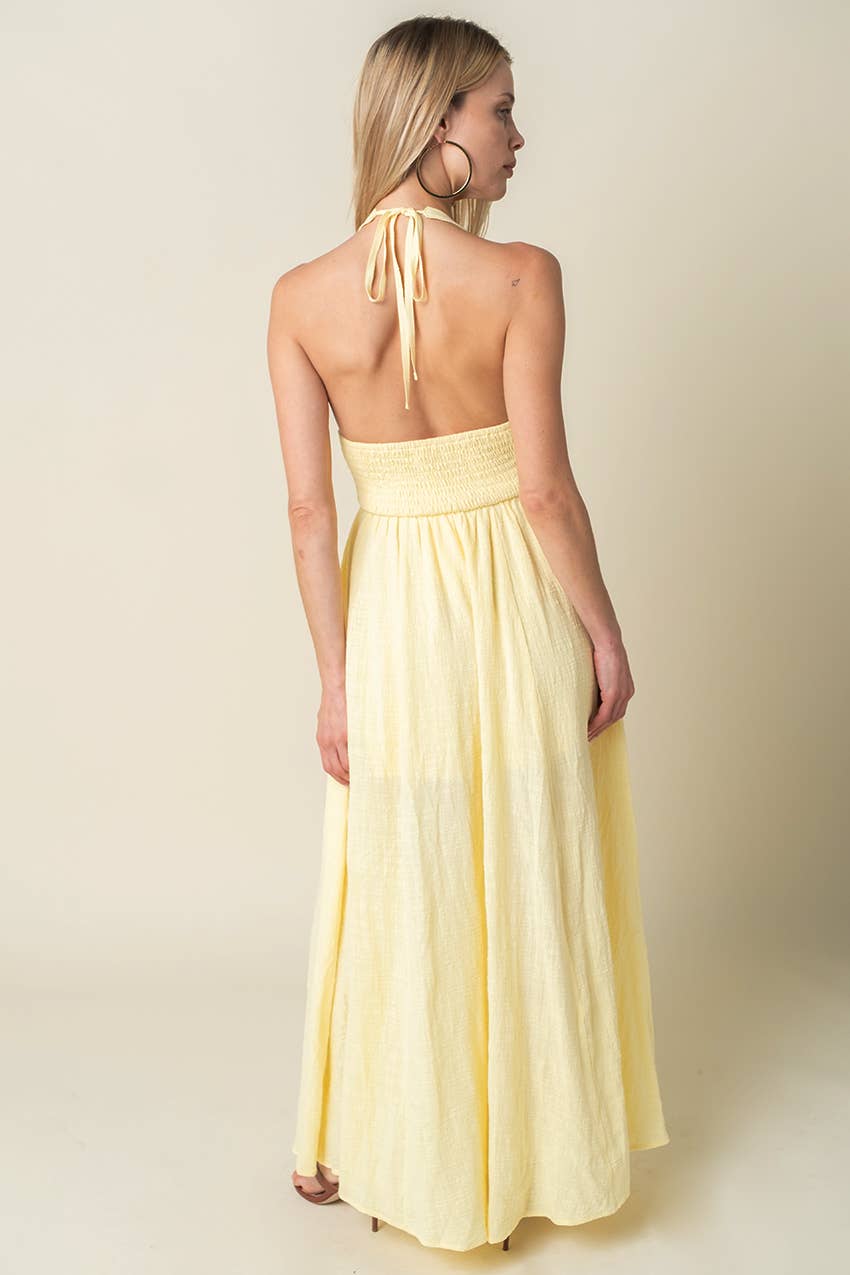 Solene Halter Maxi Cotton Dress