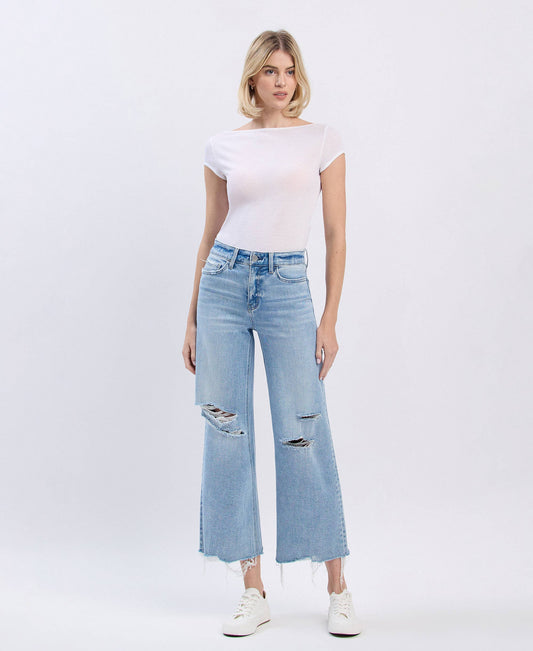 High Rise Distressed Crop Denim