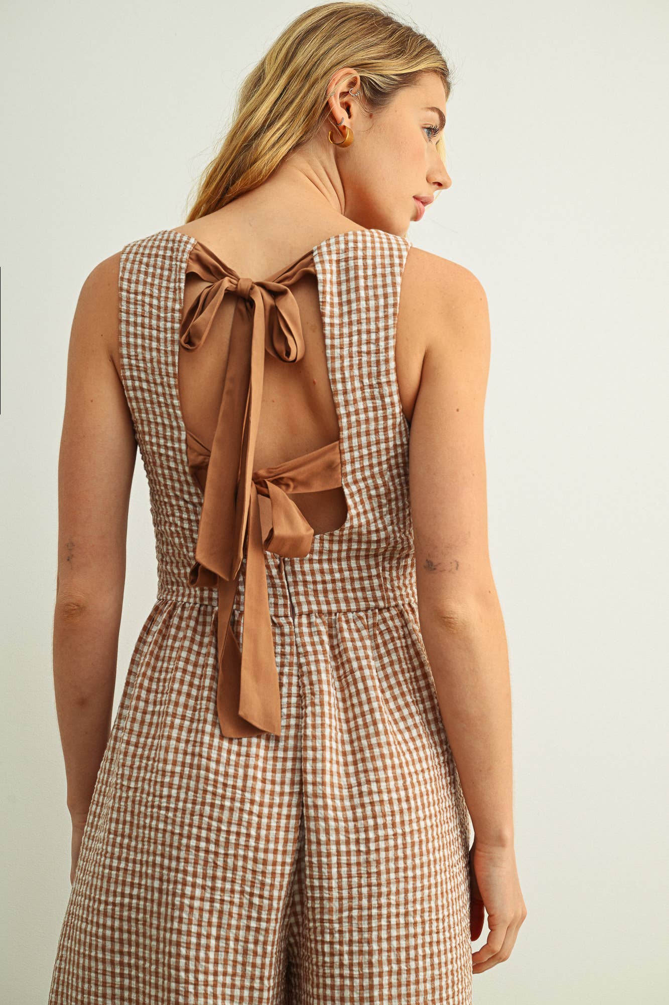 Gingham Tie Jumpsuit