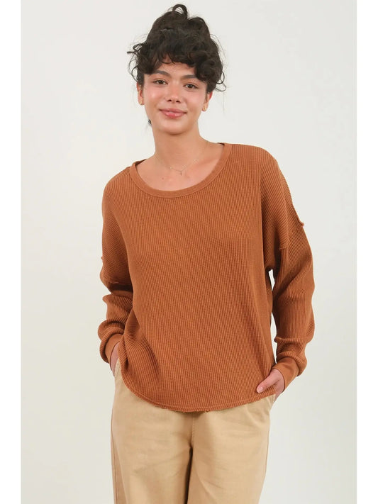 Relaxed Waffle Knit Top