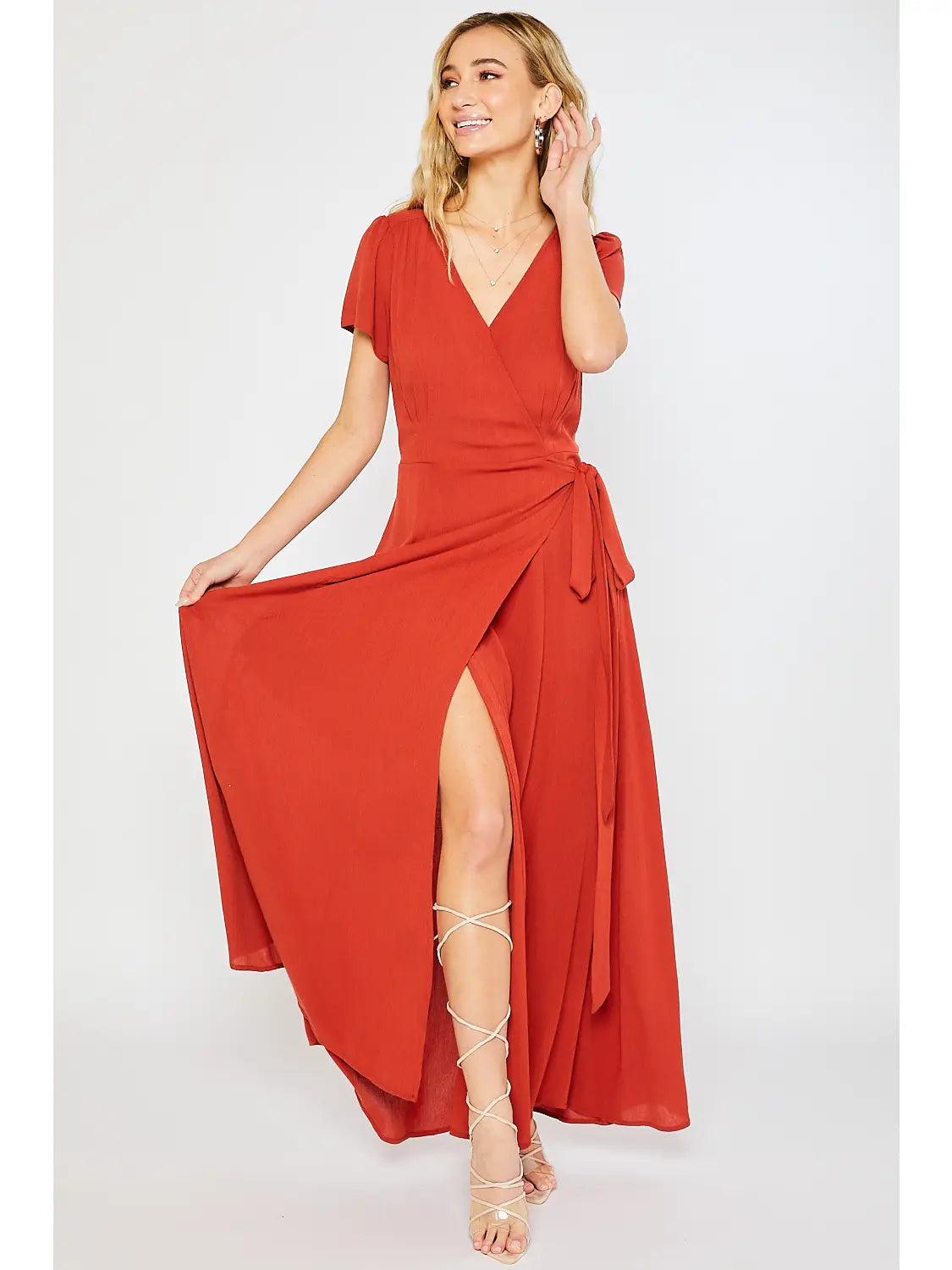 Flowy Maxi Wrap Dress