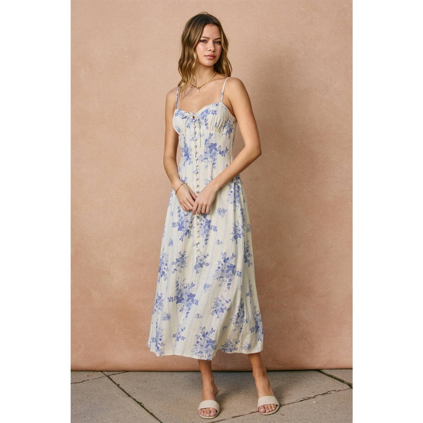 Poetic Bloom Sweetheart Corset Midi Dress