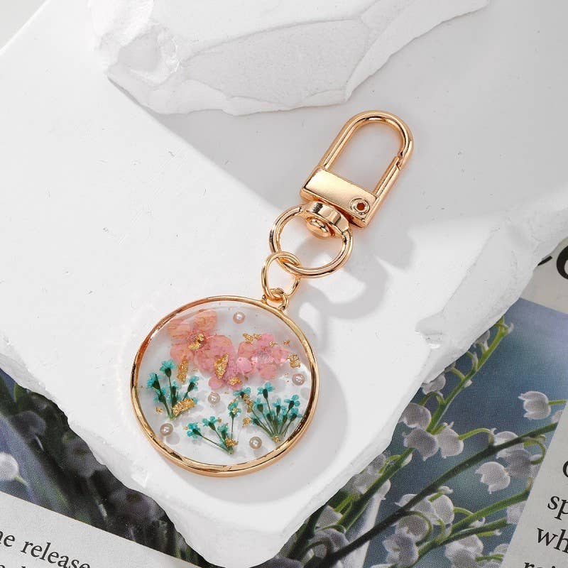 Pressed Dried Flower Bag Charm
