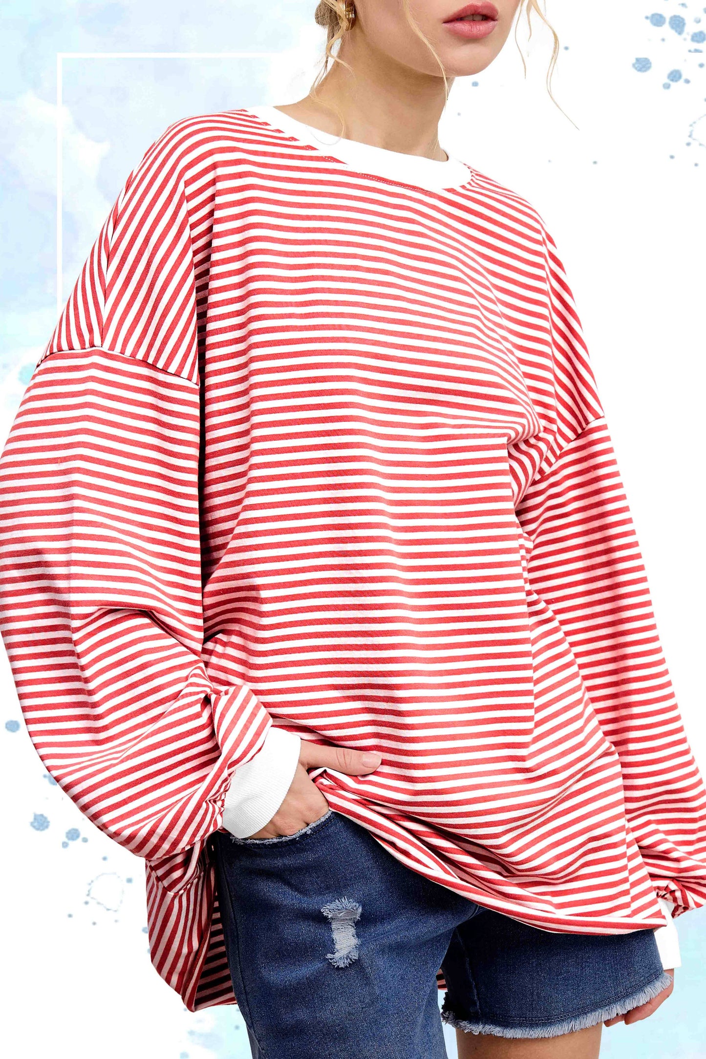 Oversized Striped Long Sleeve Pullover