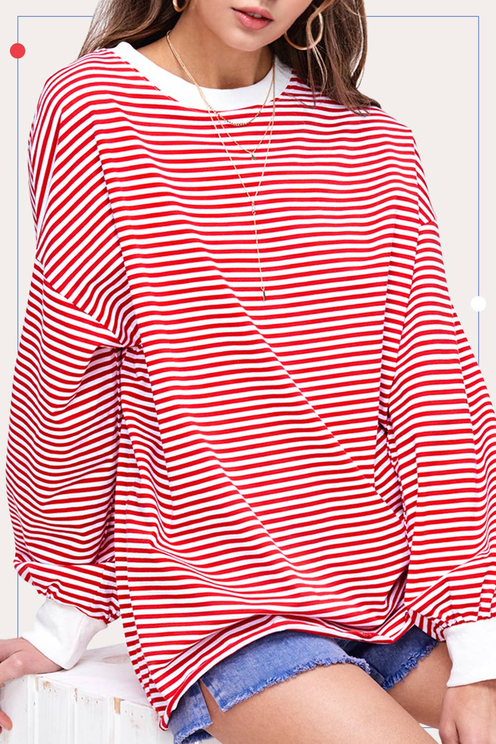 Oversized Striped Long Sleeve Pullover