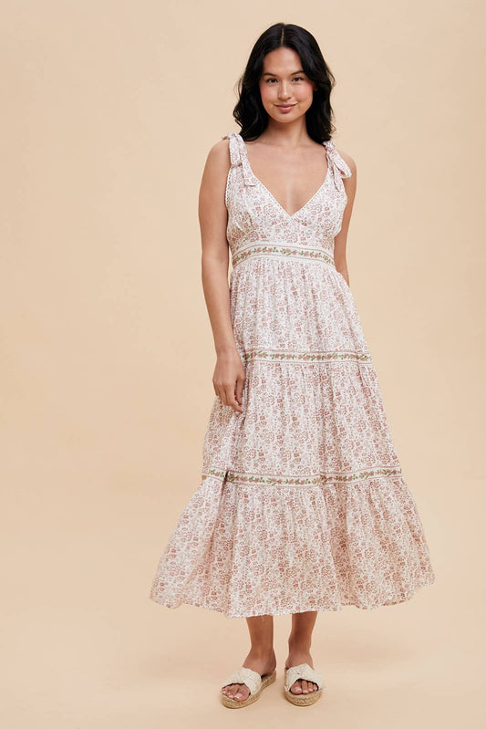Tiered Tie Strap Midi Dress