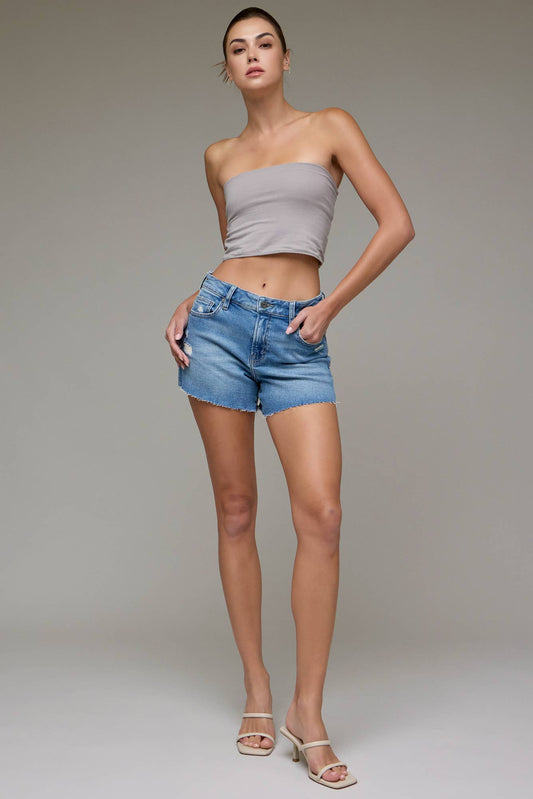 Medium Wash Mid Rise Kenzie Shorts