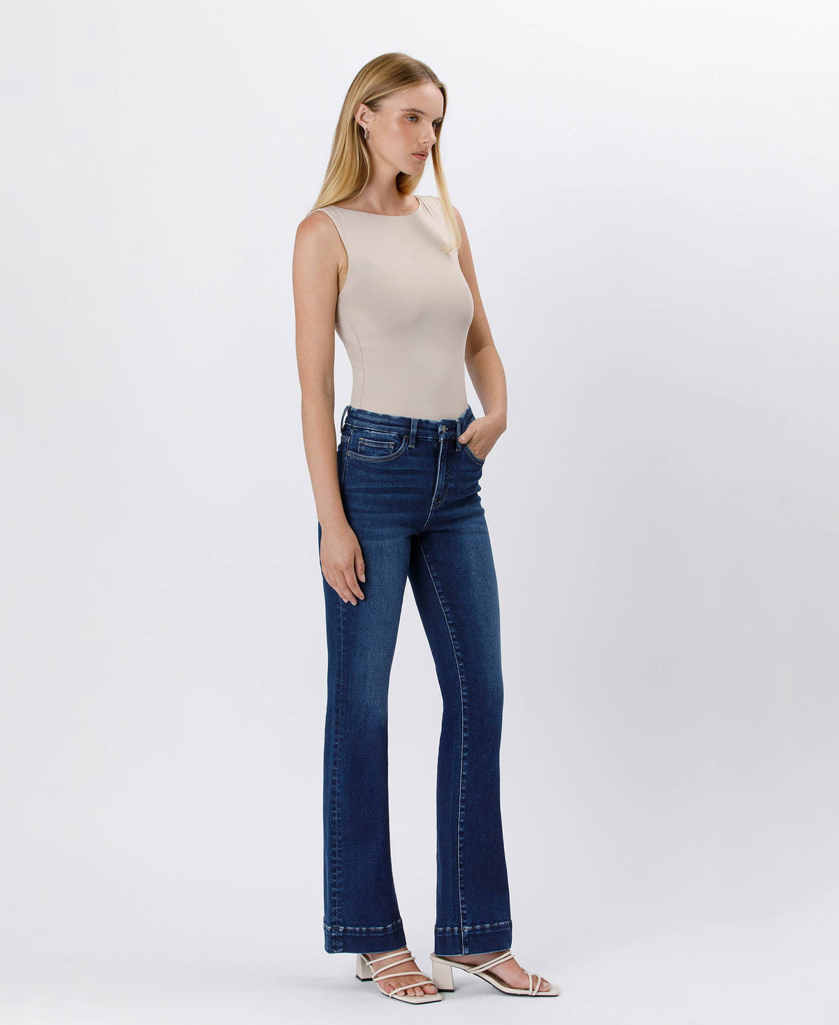 High Rise Trouser Hem Bootcut Jeans