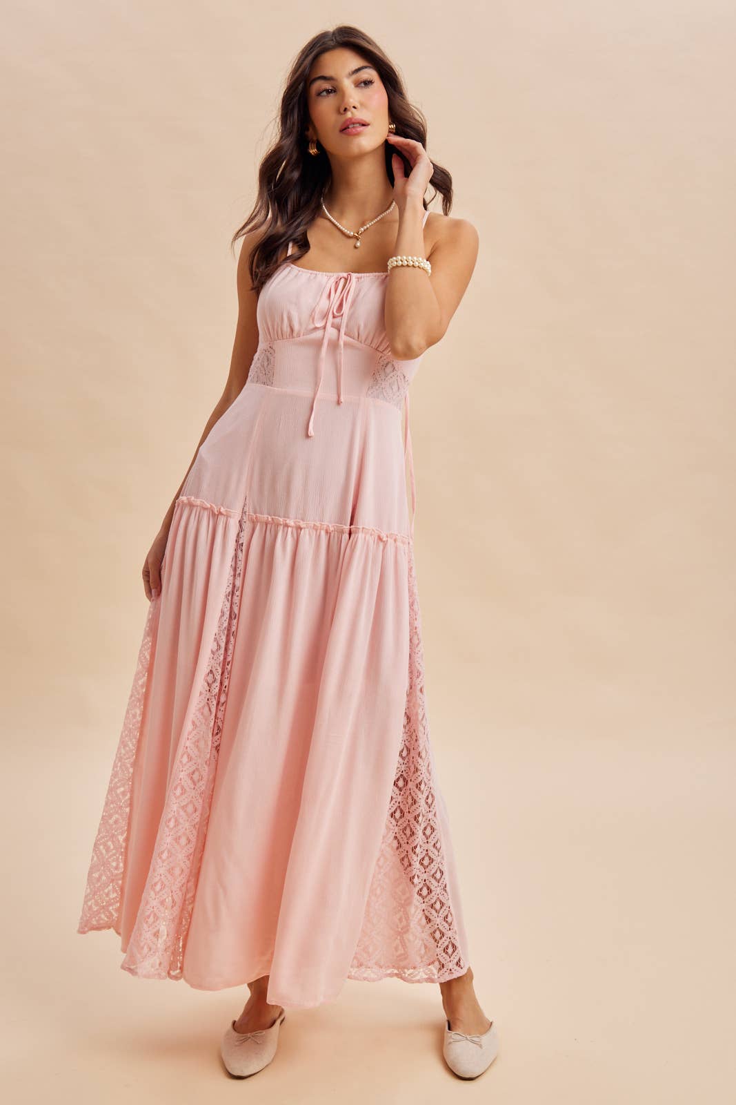 Flowy Lace Inset Maxi Dress
