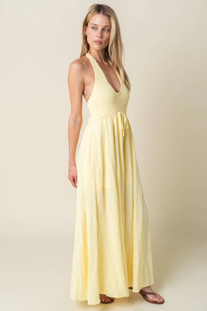 Solene Halter Maxi Cotton Dress