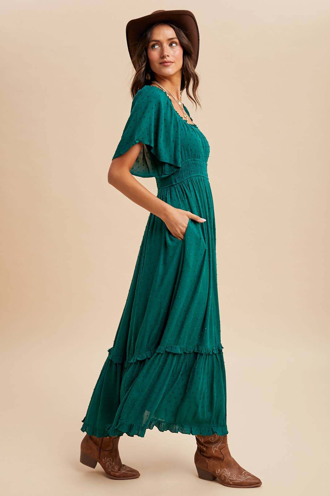 Dot Flutter Sleeve Maxi