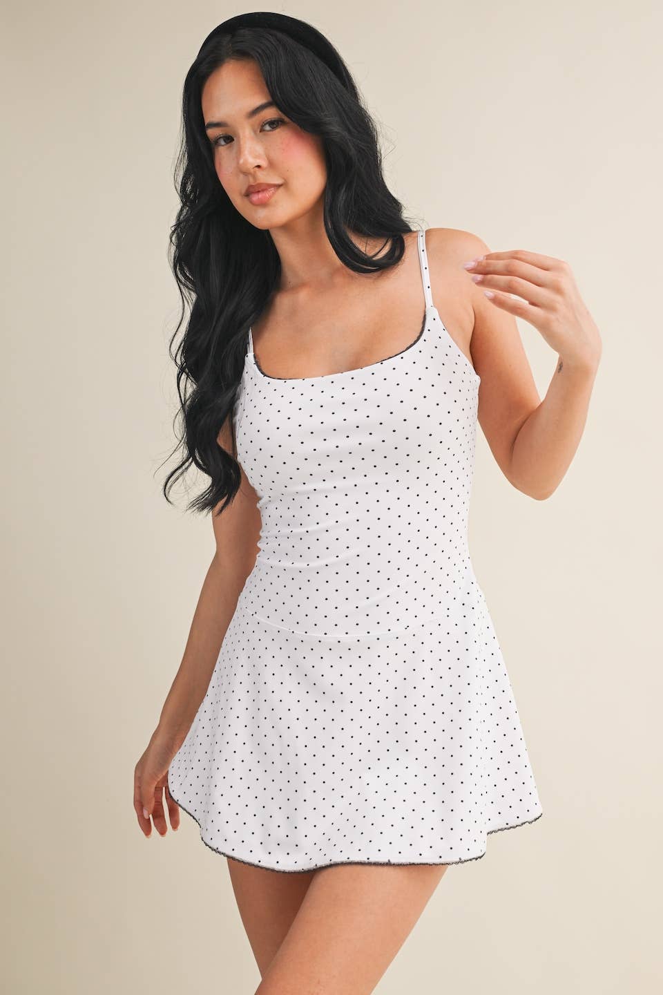 Polka Dot Print Lace Trim Ruffle Mini Dress