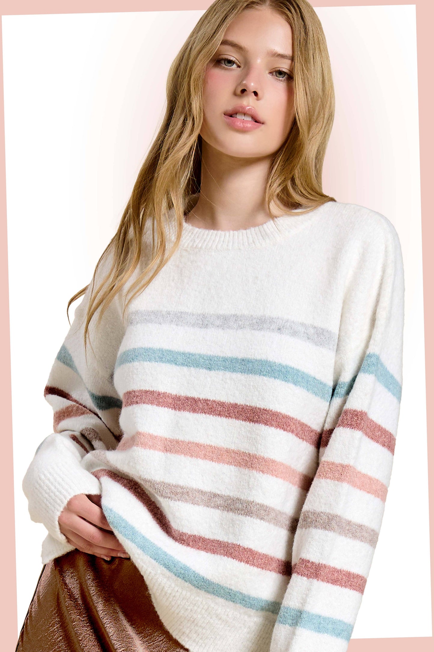 Multi Color Striped Hi-Low Sweater