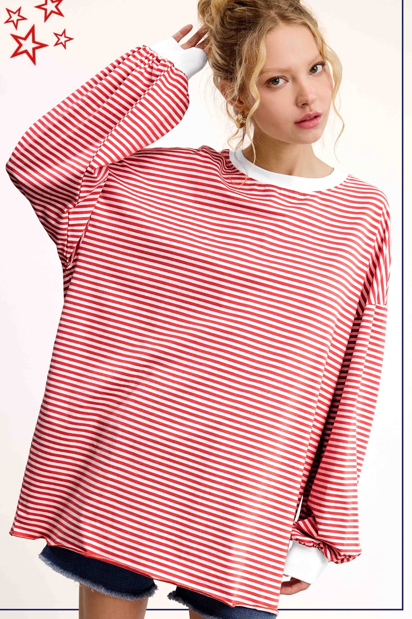 Oversized Striped Long Sleeve Pullover