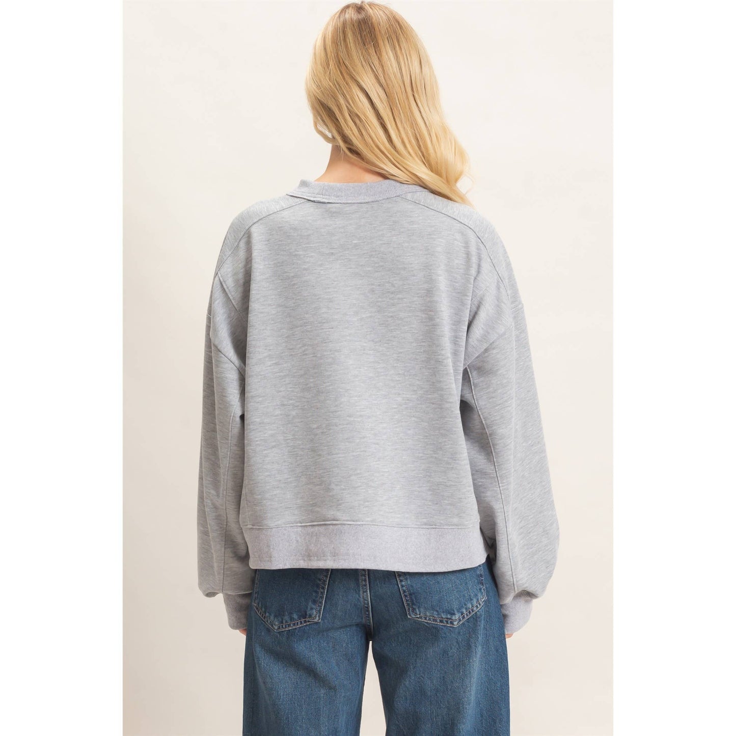 Ribbed Crew Neck Sweatshirt