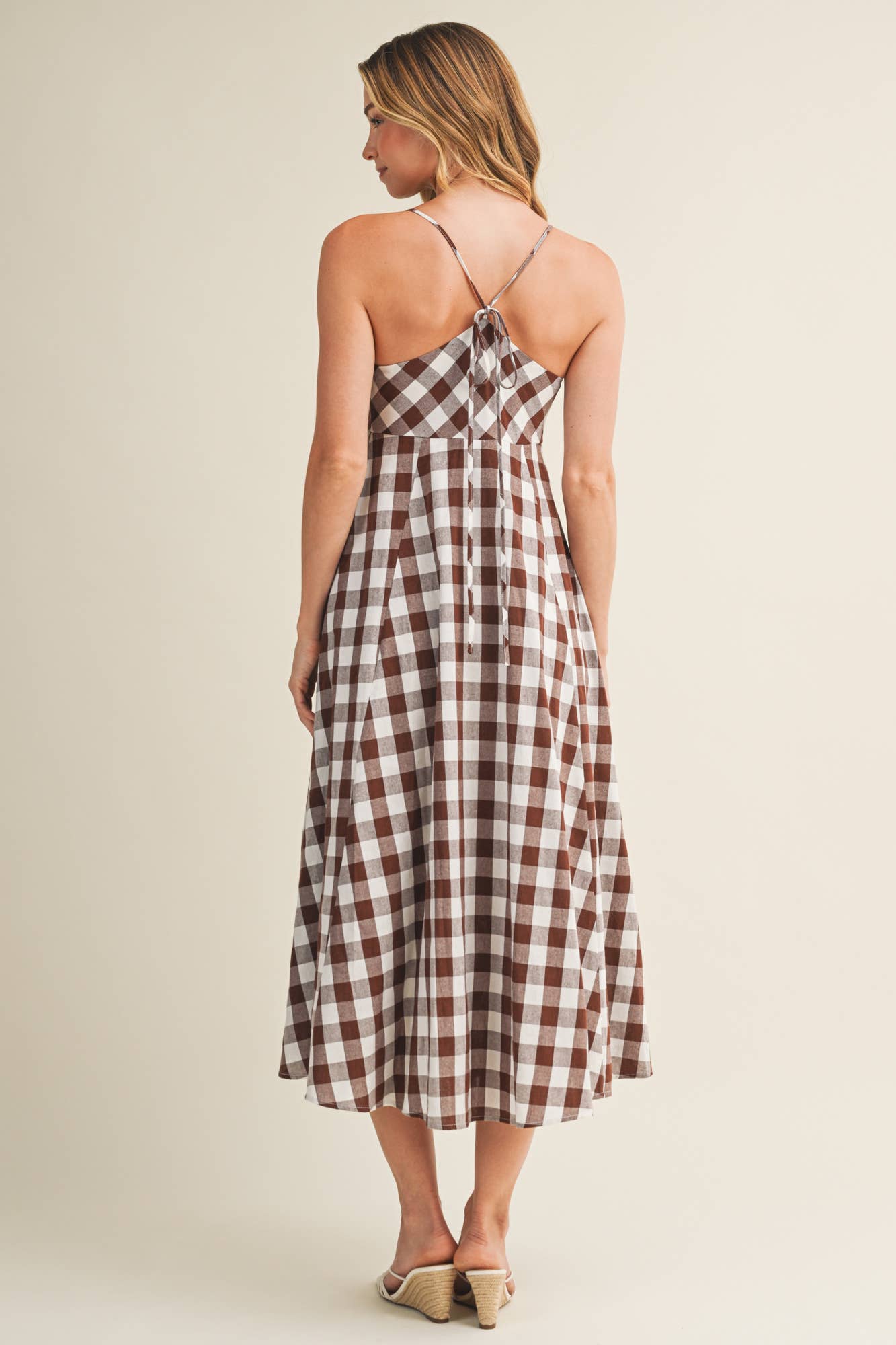 Picnic Perfect Brown Gingham Dress