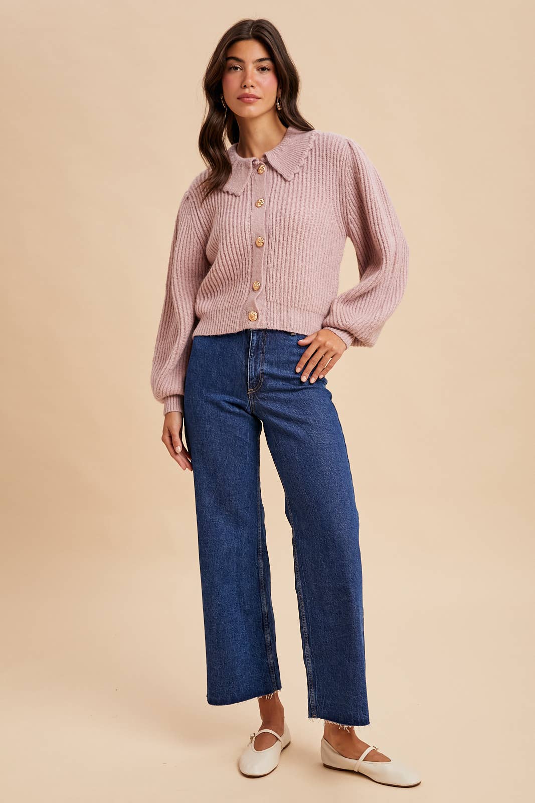 Dusty Pink Knit Cardigan