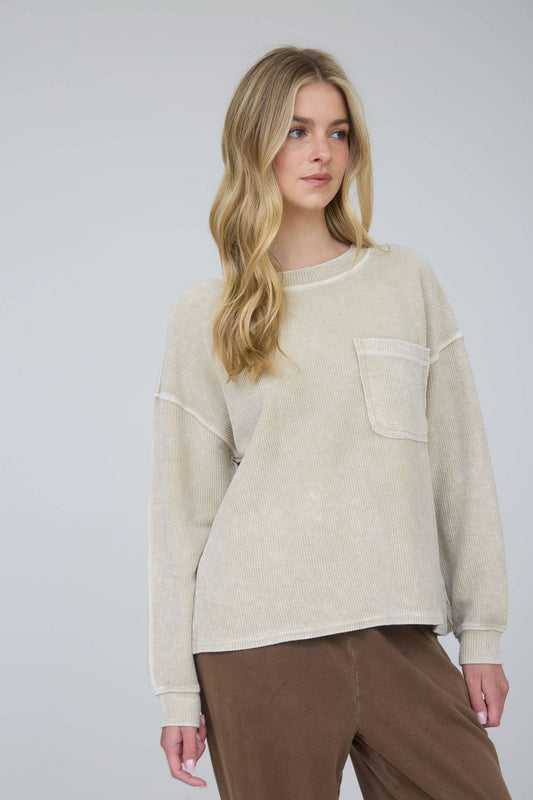 Washed Basic Long Sleeve Top