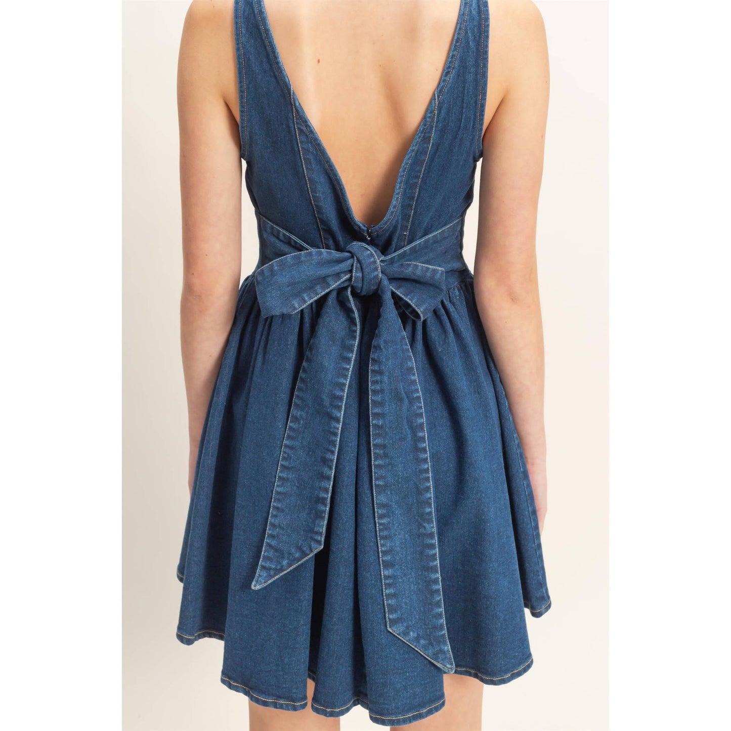 Square Neck Denim Dress