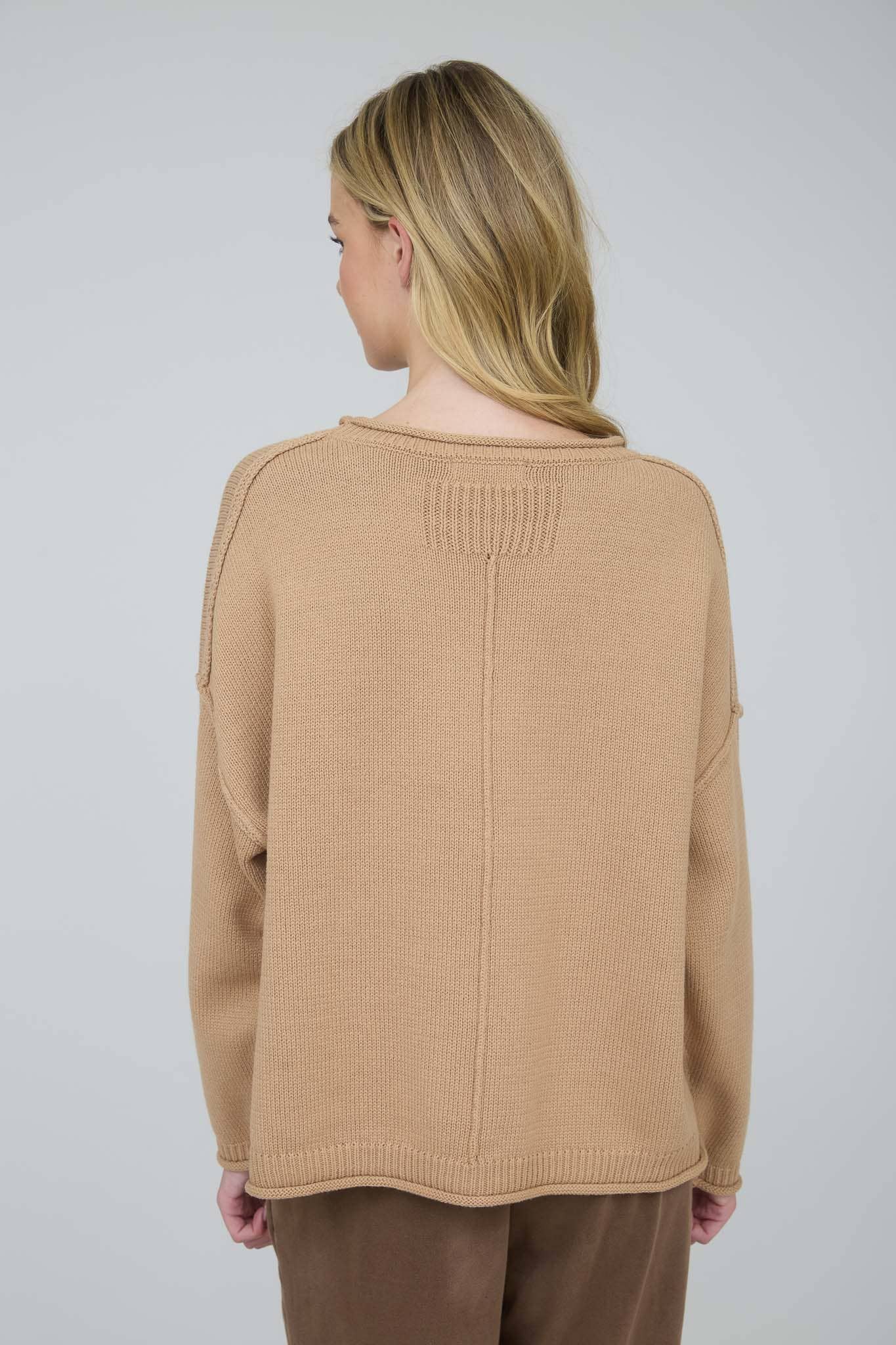 Raw Edge Drop Shoulder Sweater