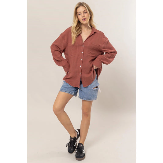 Button Front Double Gauze Shirt