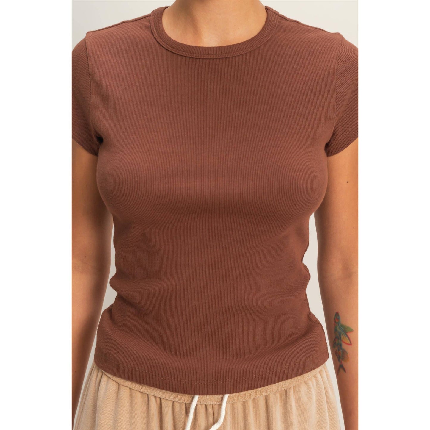 Basic Ribbed Short Sleeve Top