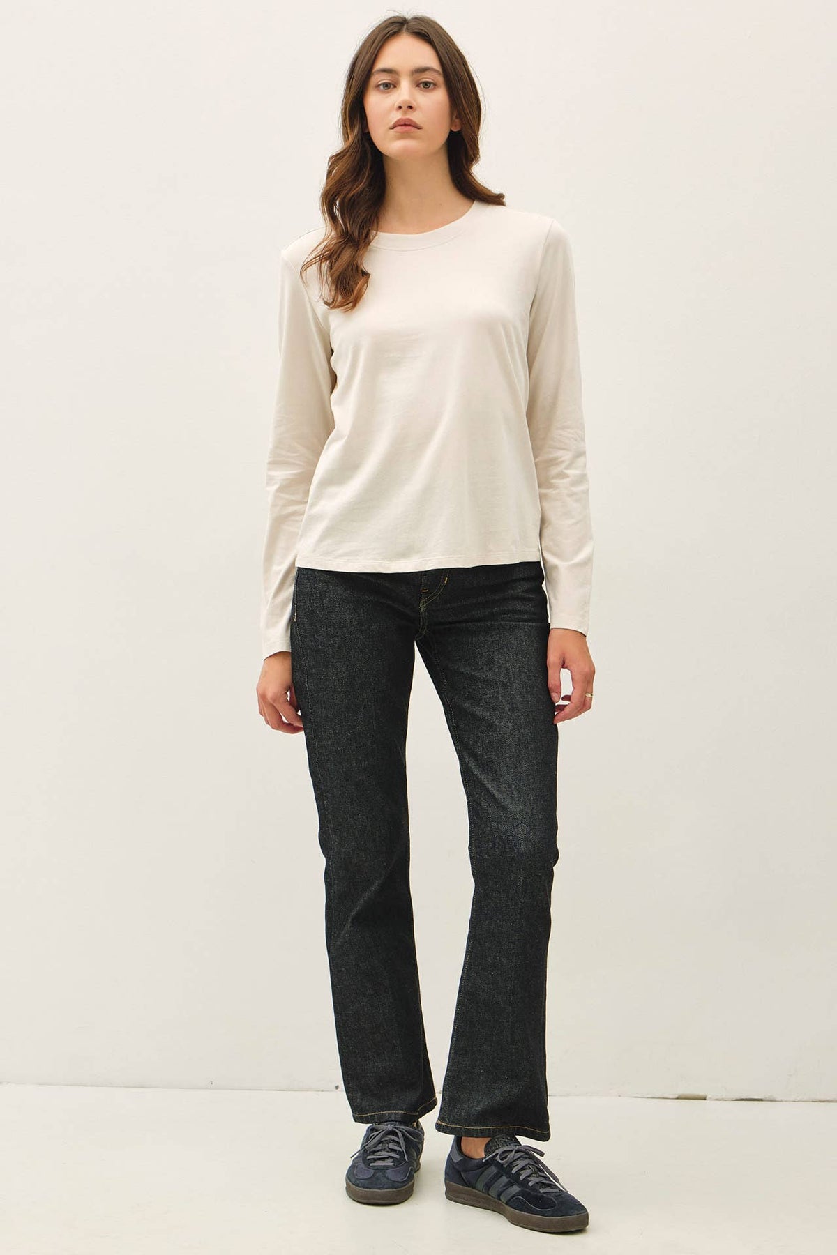 Washed Cotton Long Sleeve Top