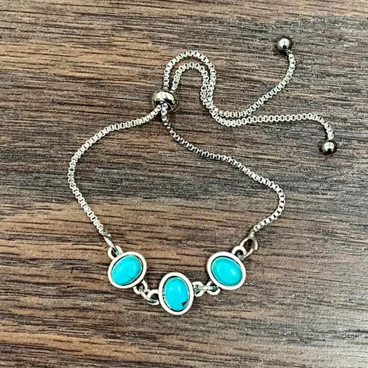 Oval Turquoise Adjustable Bracelet