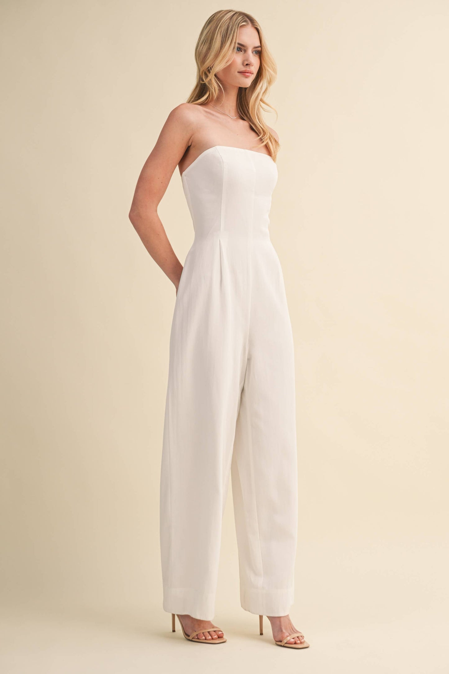 Off White Wide Leg Jumpsuit
