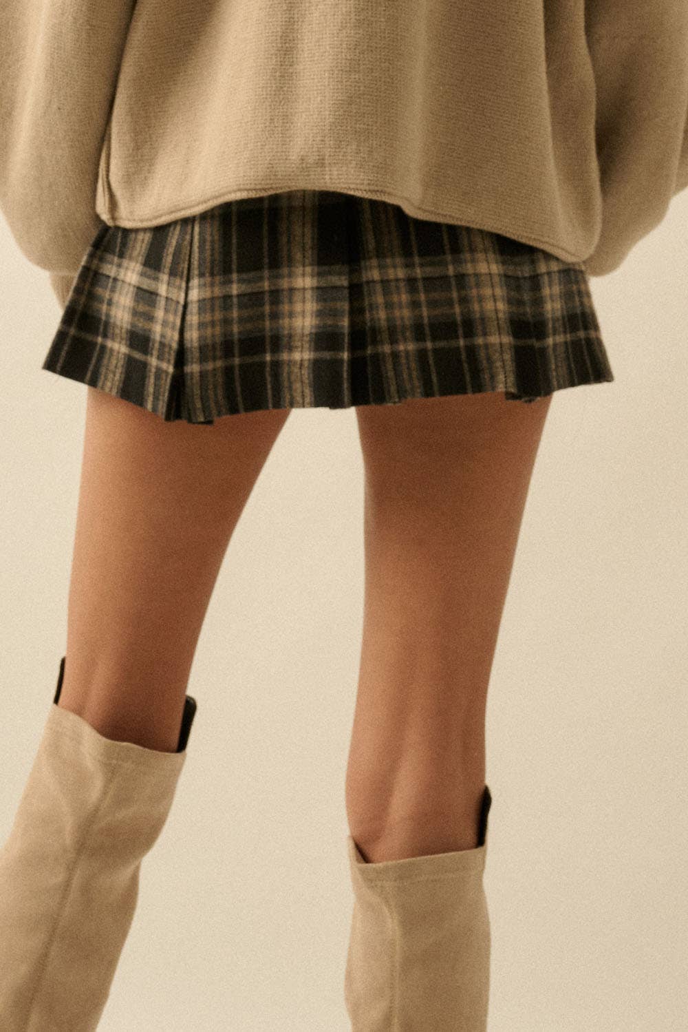 Plaid Flannel Pleated Mini Skort