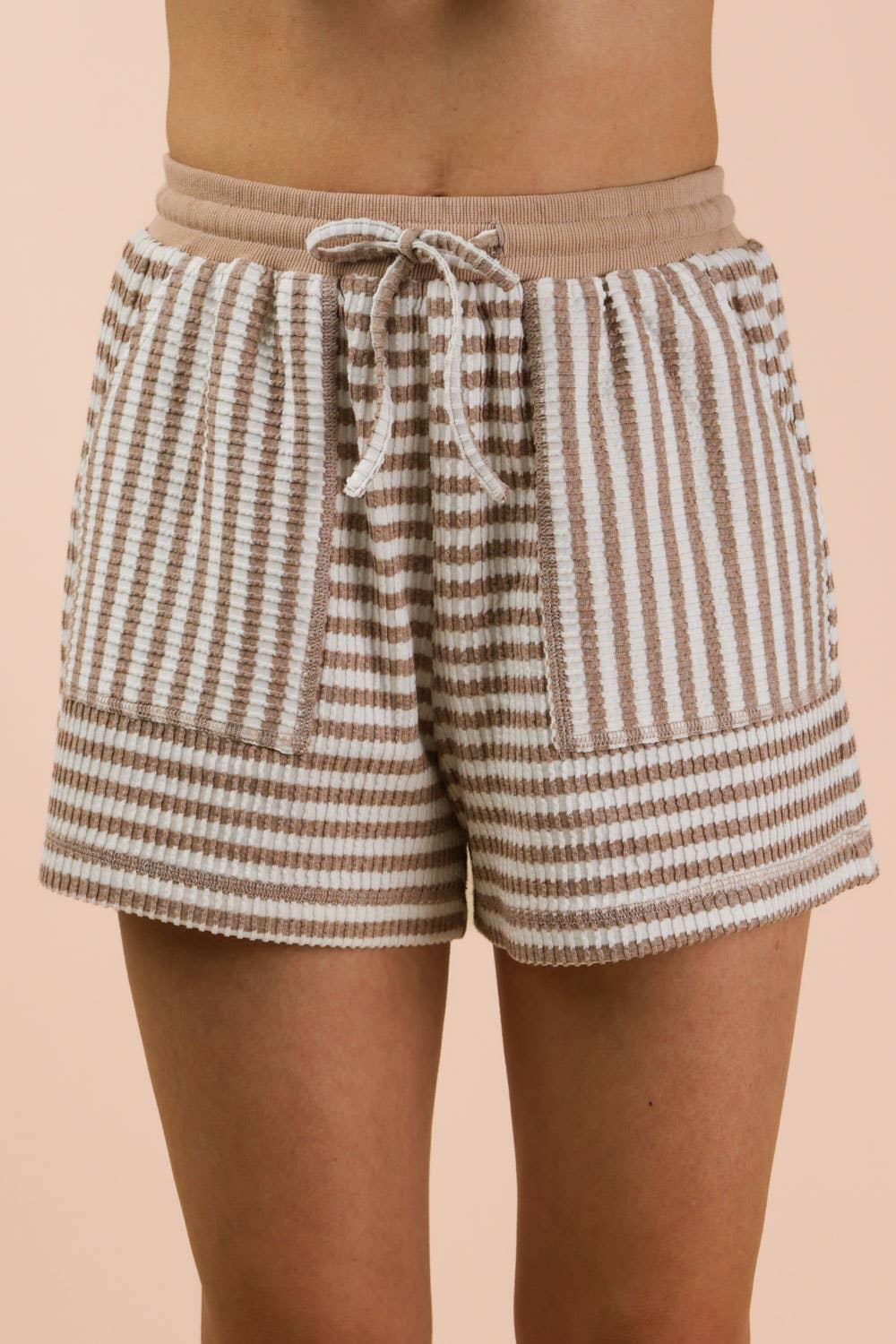 PLUS SIZE Striped Comfy Knit Top & Shorts Set
