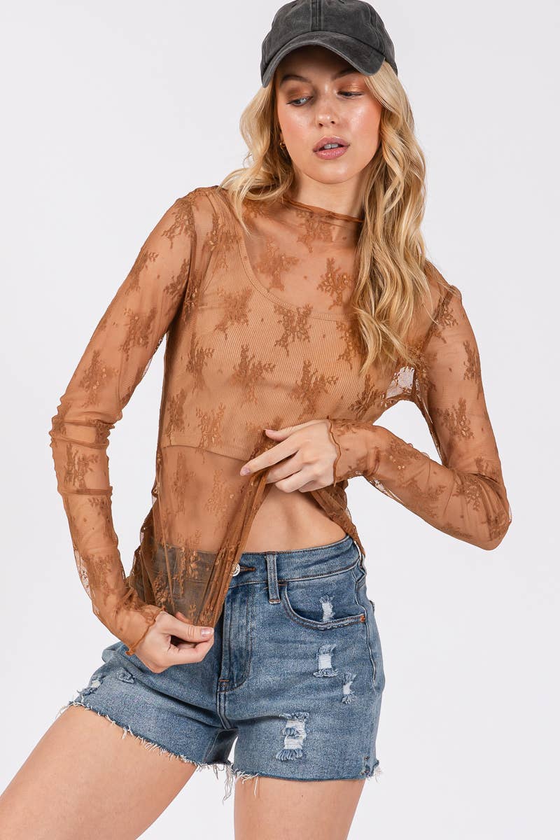 Sheer Lace Layering Top