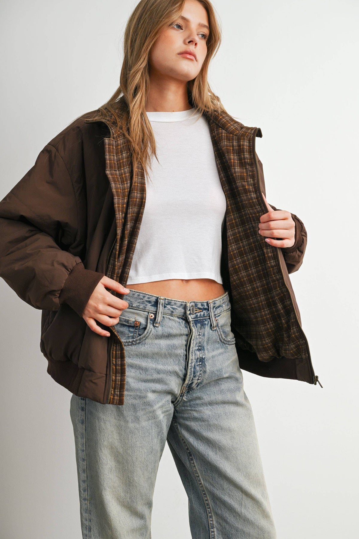 Quilted Zip-Up Bomber Jacket