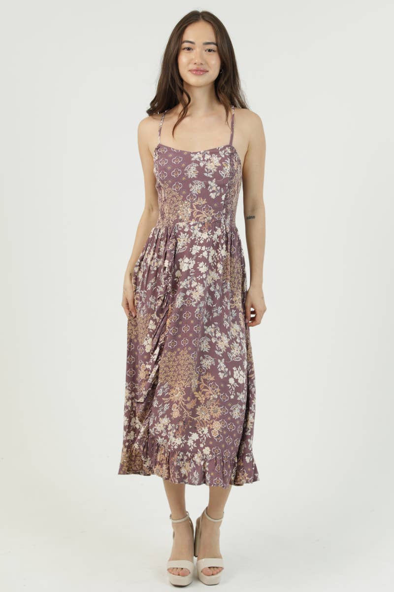 Racer Back Floral Midi Dress