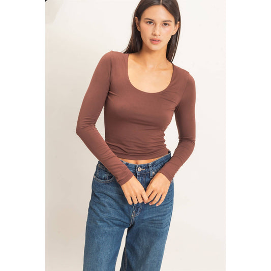 Scoop Neck Long Sleeve Top