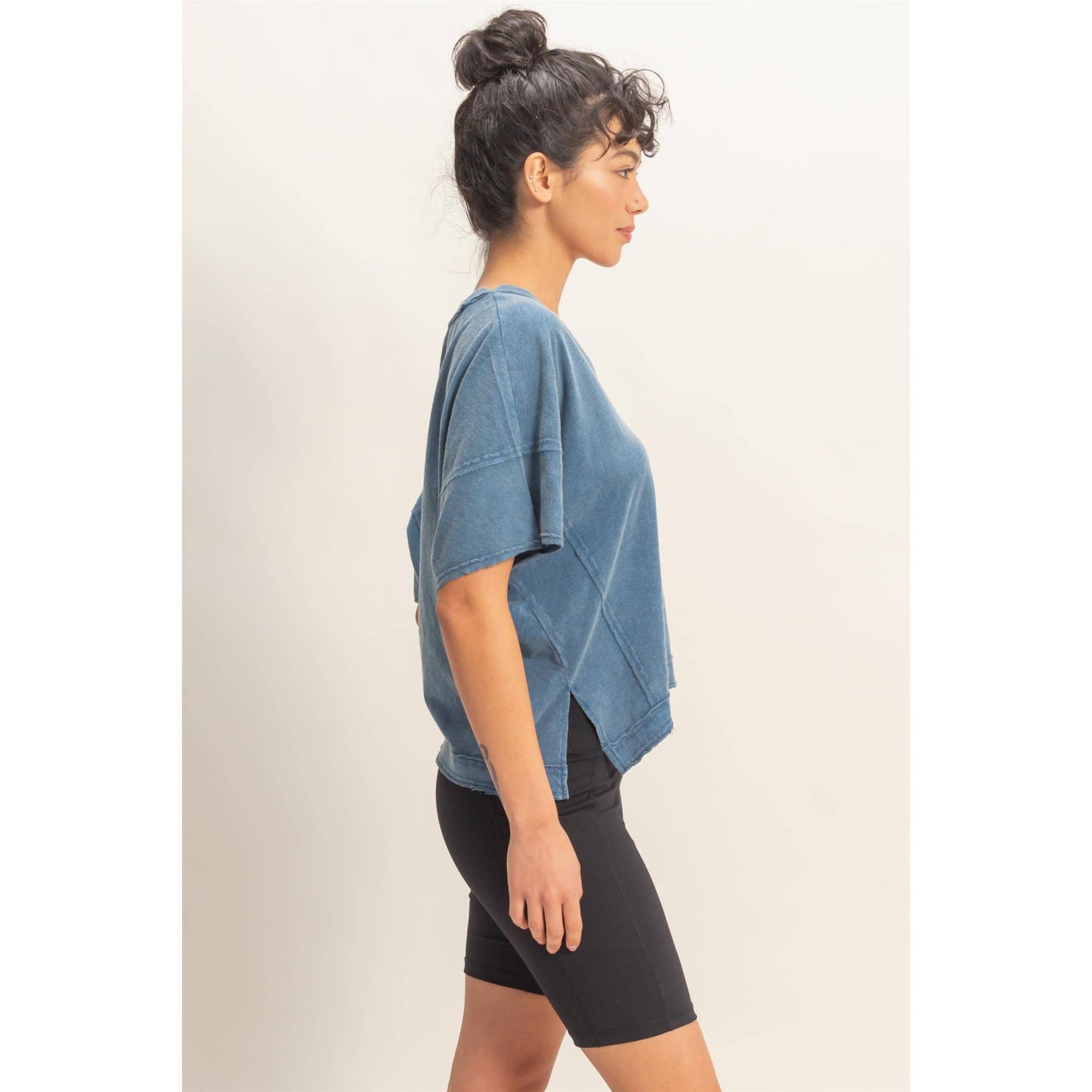 Oversized V-Neck Short Sleeve Top
