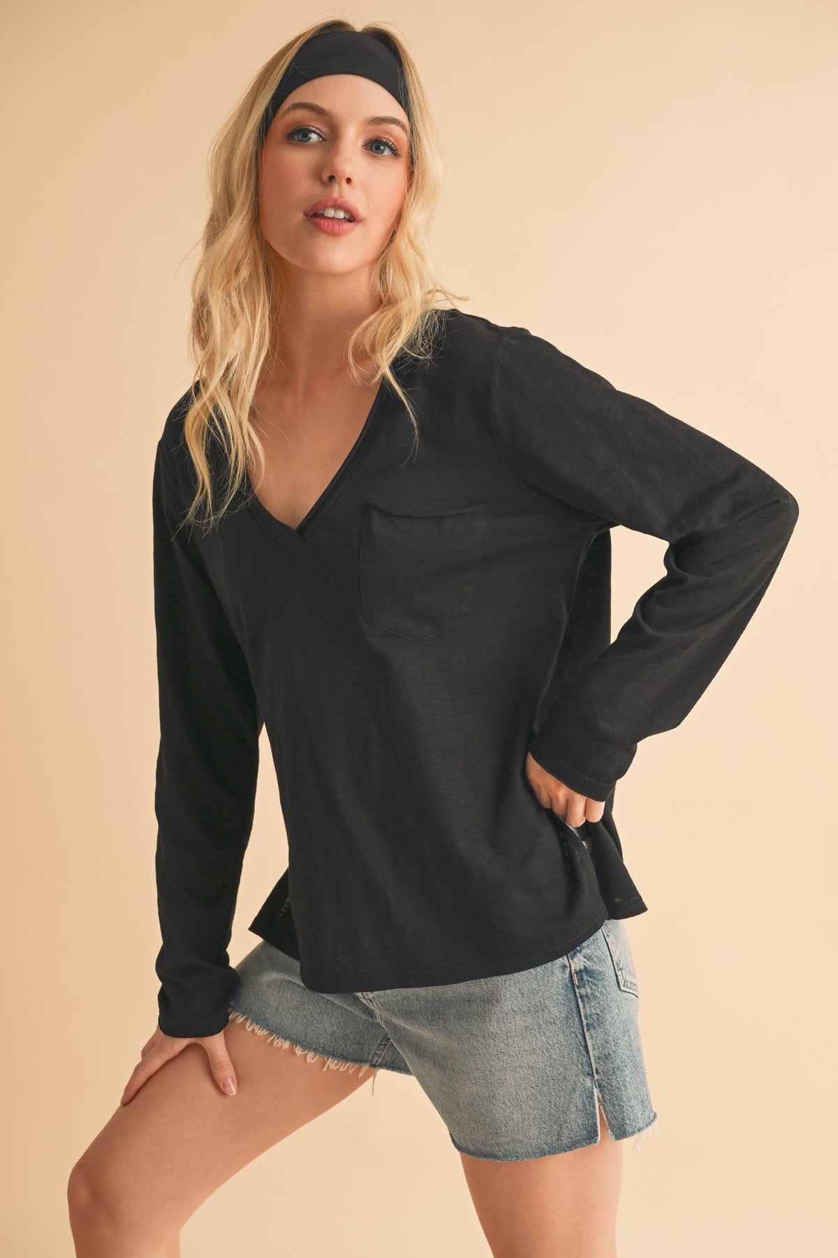 Zoie V-Neck Long Sleeve Top