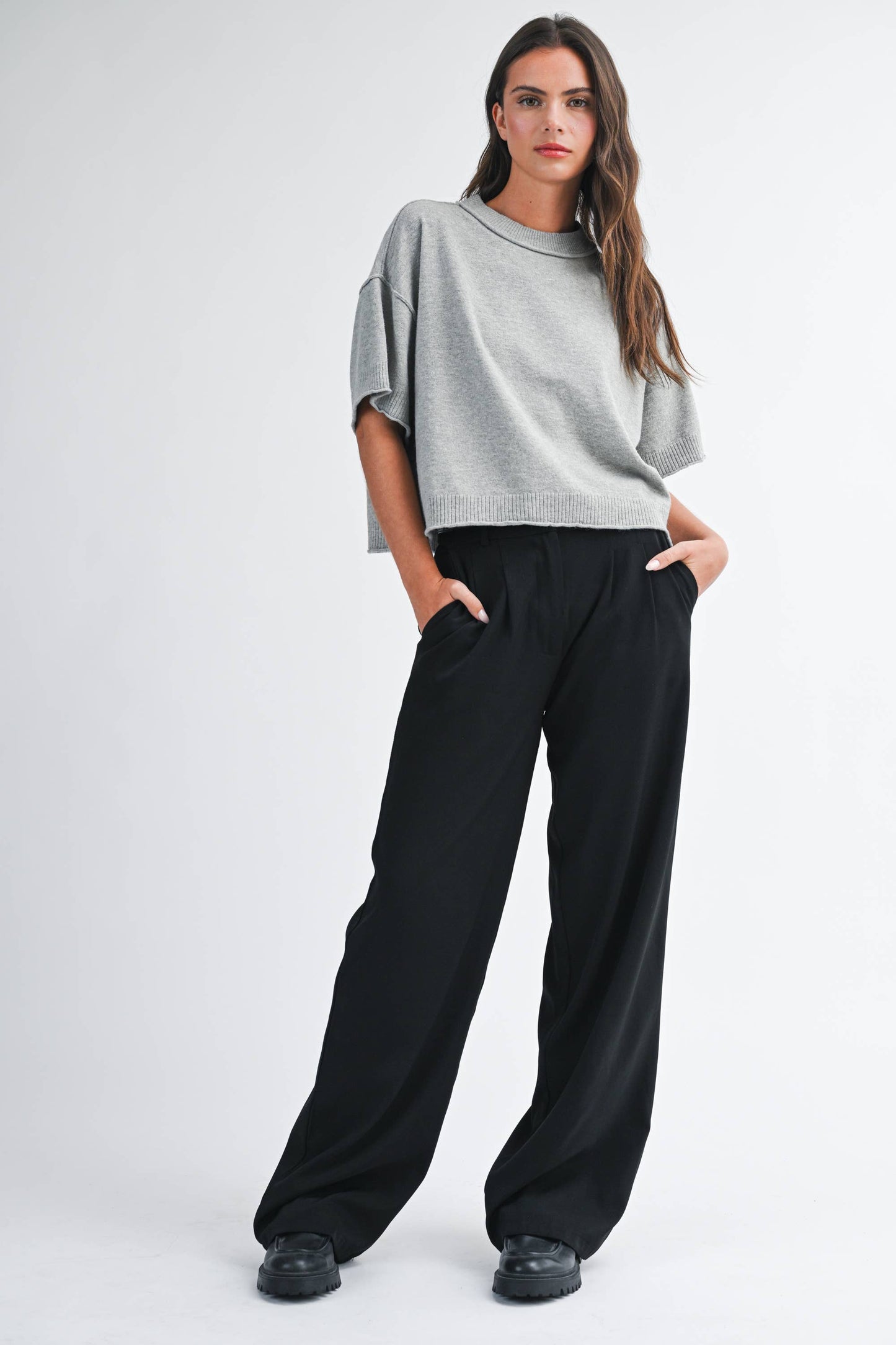 Cropped Short Sleeve Sweater