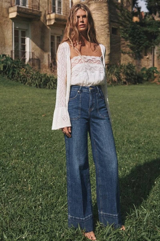 High Rise Tummy Control Slim Palazzo Jeans