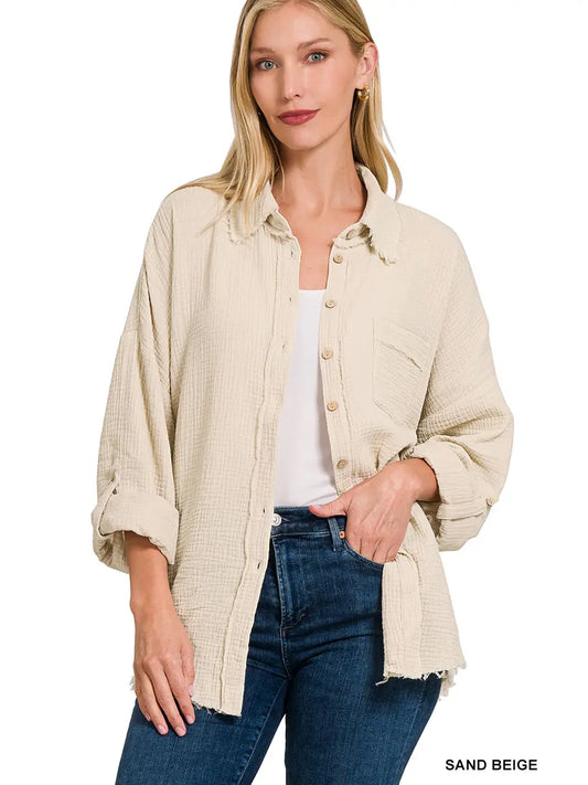 Washed Double Gauze Button Down Shirt