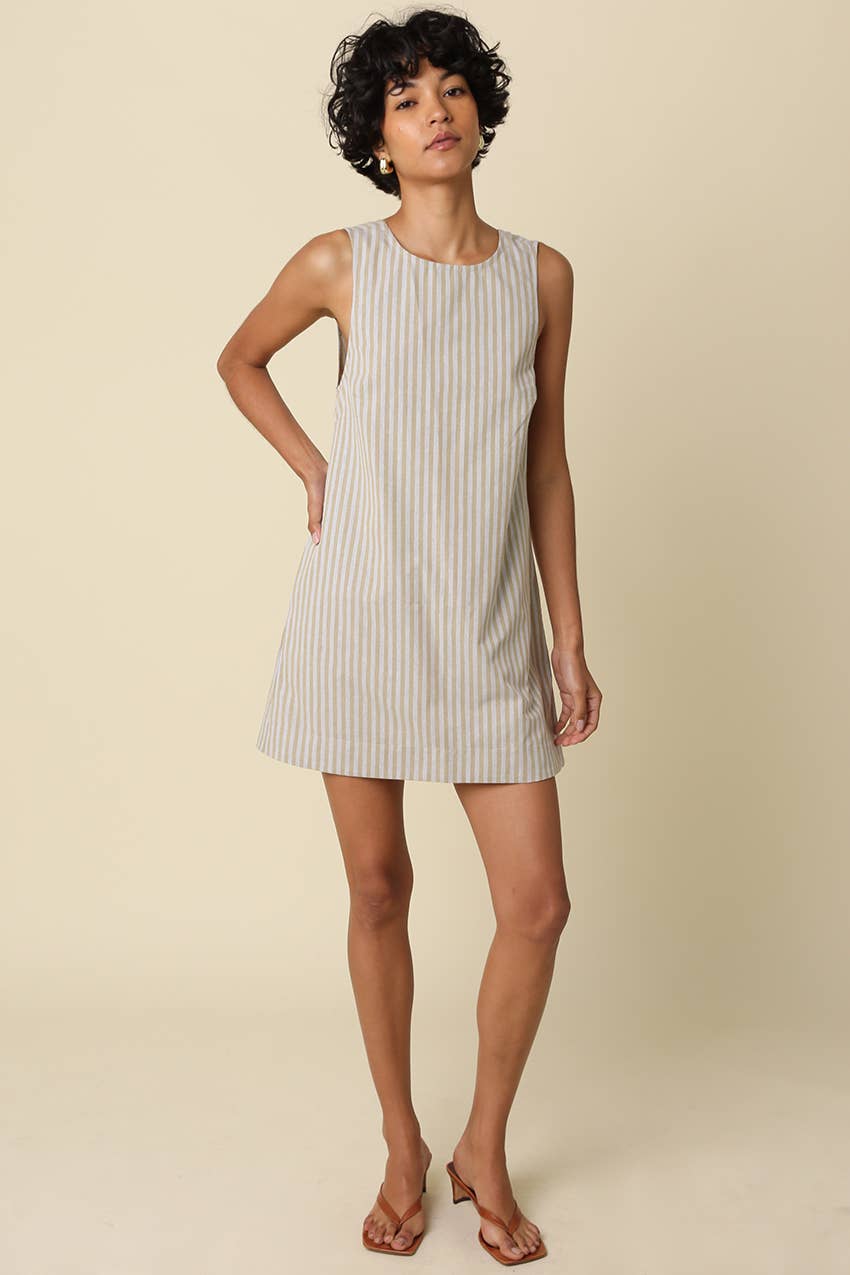Charis Stripe Open-Back Mini Dress
